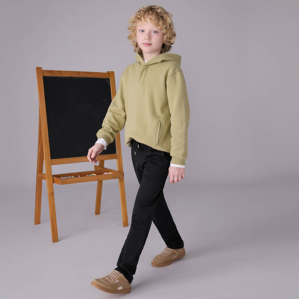 Mayoral Nukutavake-Boys Black Chino Relaxed Jersey Trousers | Childrensalon