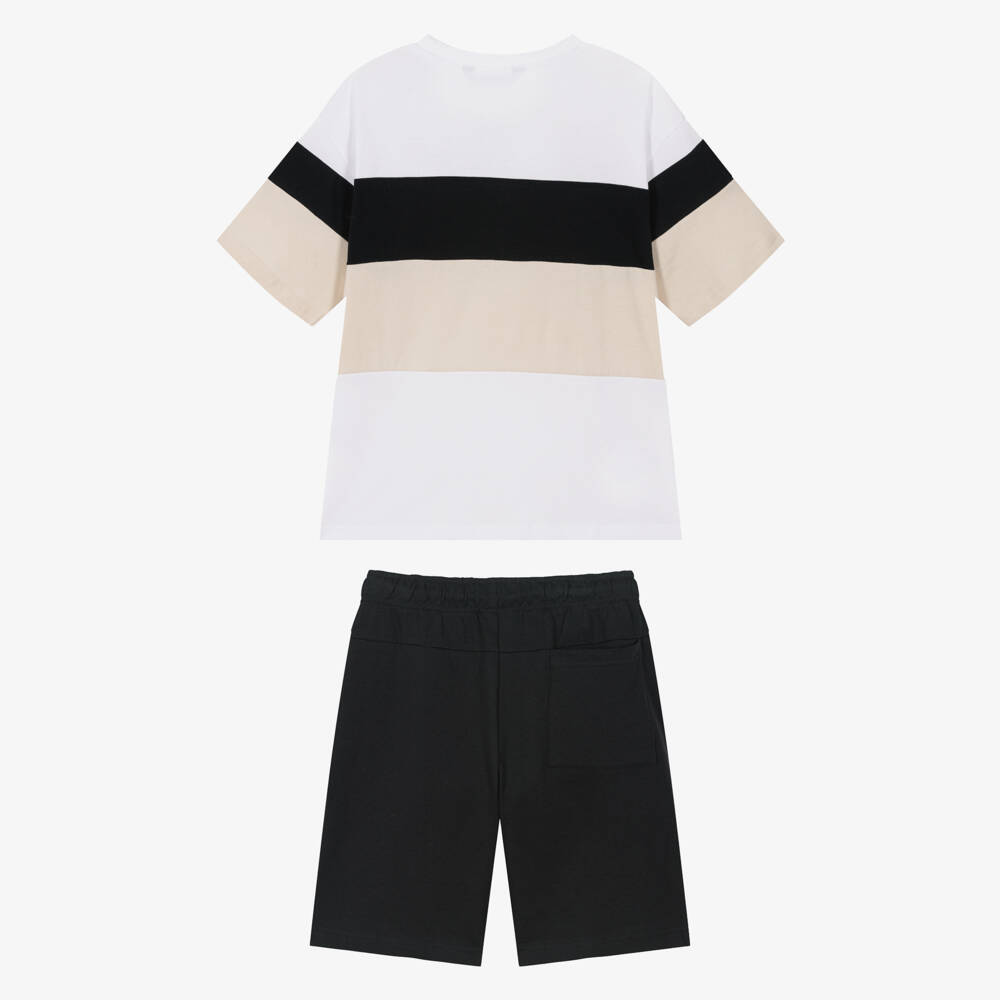 Mayoral Нукутаваке-Boys Black Colourblock Cotton Jersey Shorts Set | Childrensalon