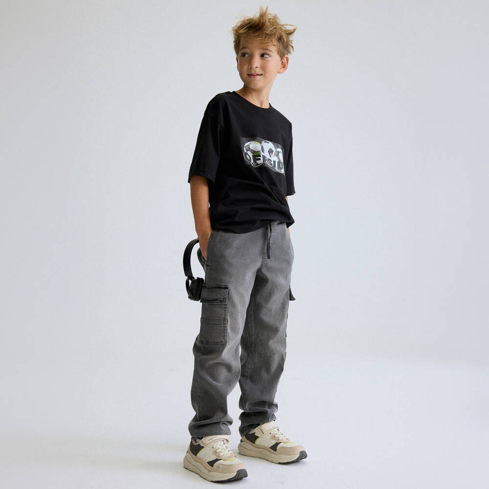 Mayoral Nukutavake-Boys Black Cotton Football Graphic T-Shirt | Childrensalon