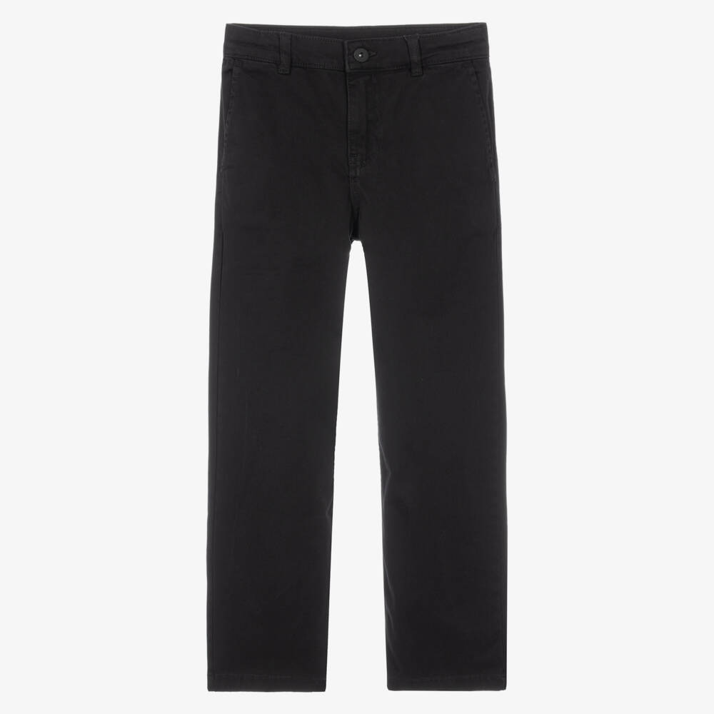 Mayoral Nukutavake-Boys Black Cotton Relaxed Chinos | Childrensalon
