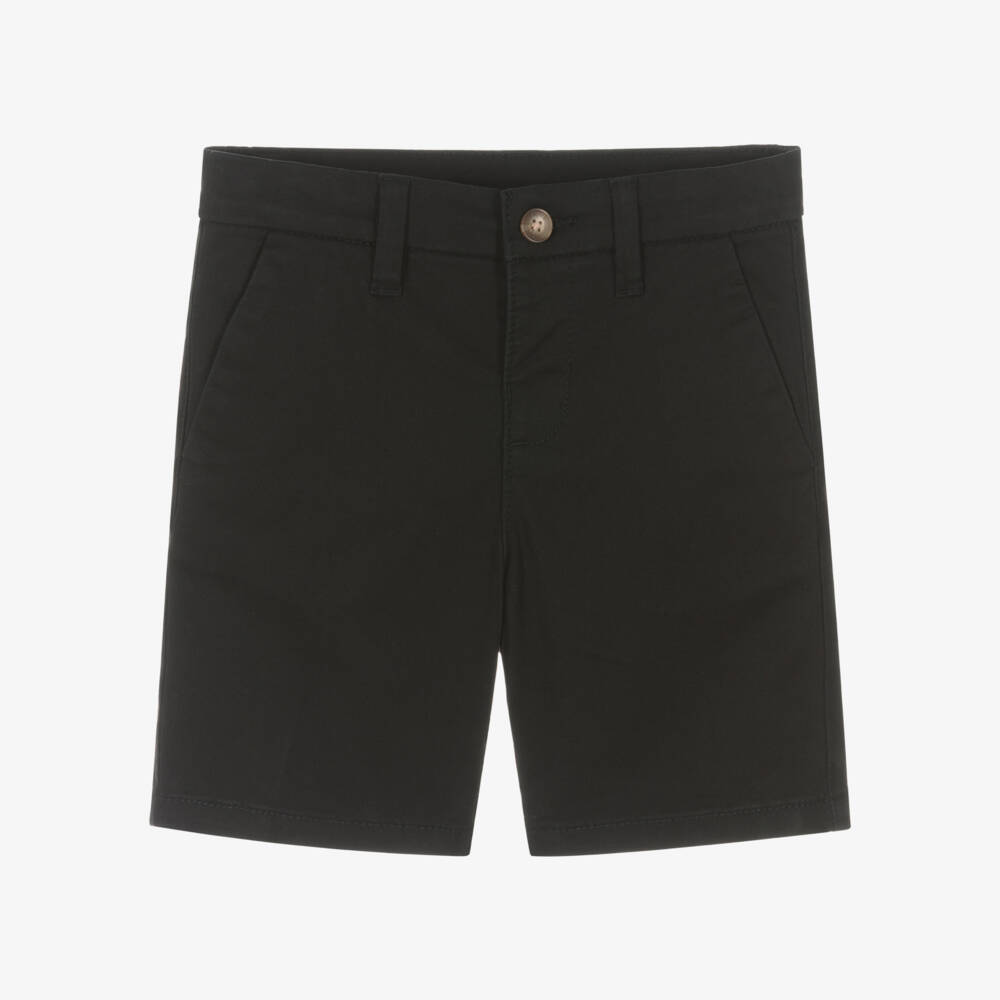 Mayoral-Boys Black Cotton Twill Chino Style Shorts | Childrensalon