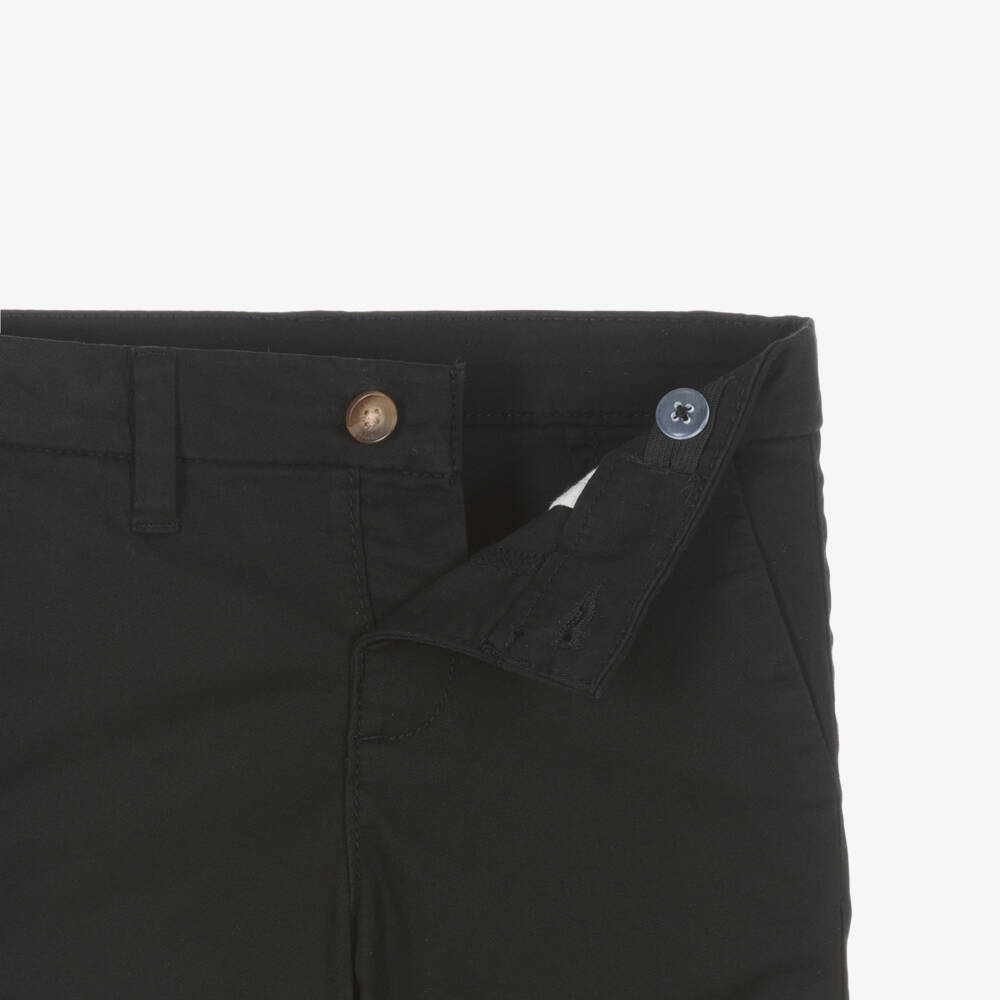 Mayoral-Boys Black Cotton Twill Chino Style Shorts | Childrensalon