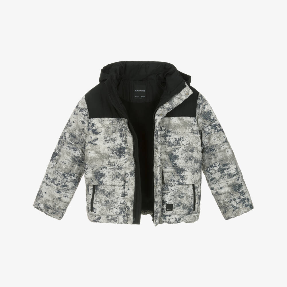 Mayoral Нукутаваке-Boys Black & Grey Camoflage-Style Padded Jacket | Childrensalon
