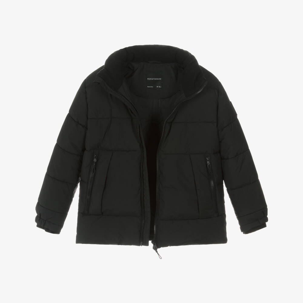 Mayoral Нукутаваке-Куртка-пуховик чёрная с капюшоном с карманами на молнии для мальчиков | Childrensalon