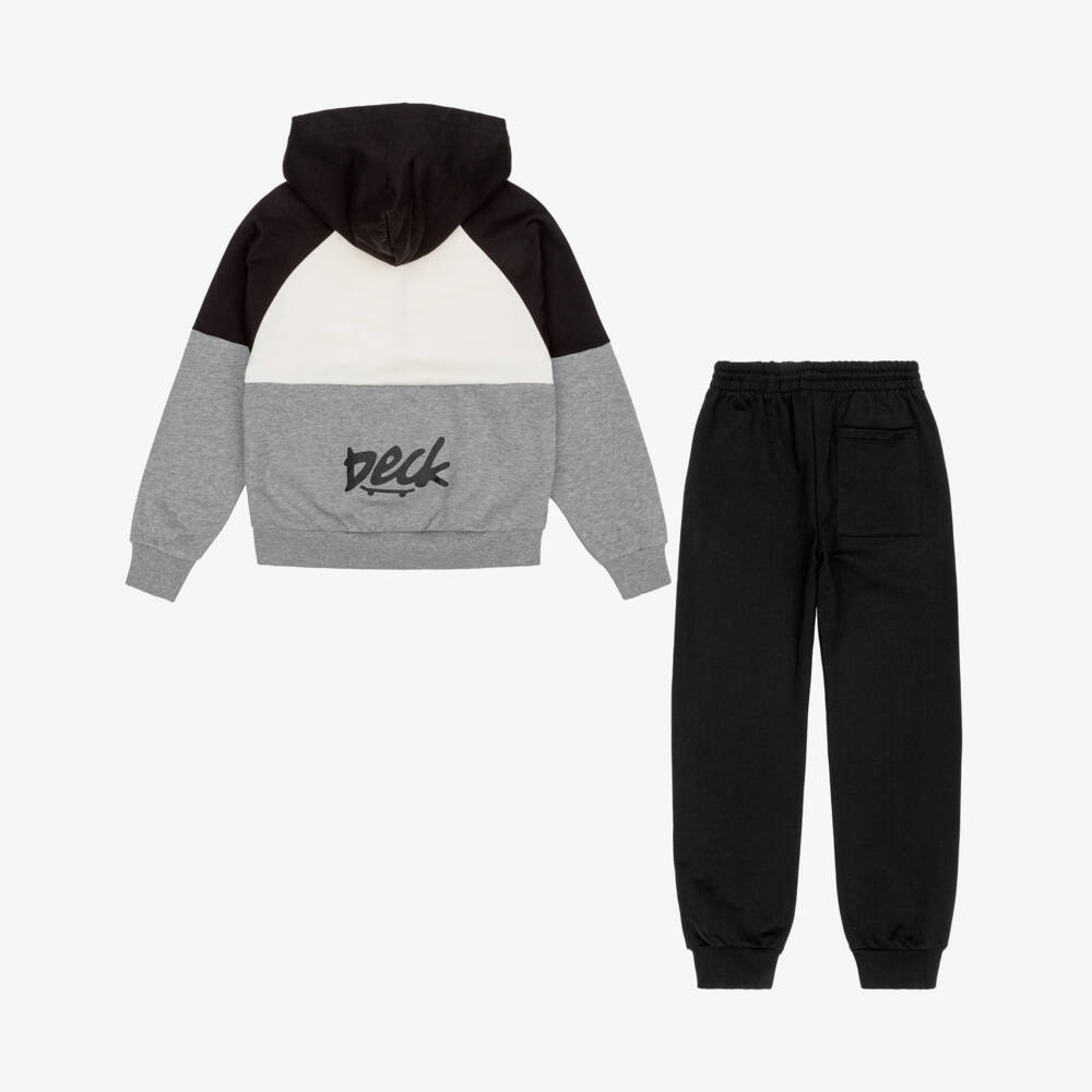 Mayoral Nukutavake-Boys Black & Ivory Colourblock Tracksuit | Childrensalon