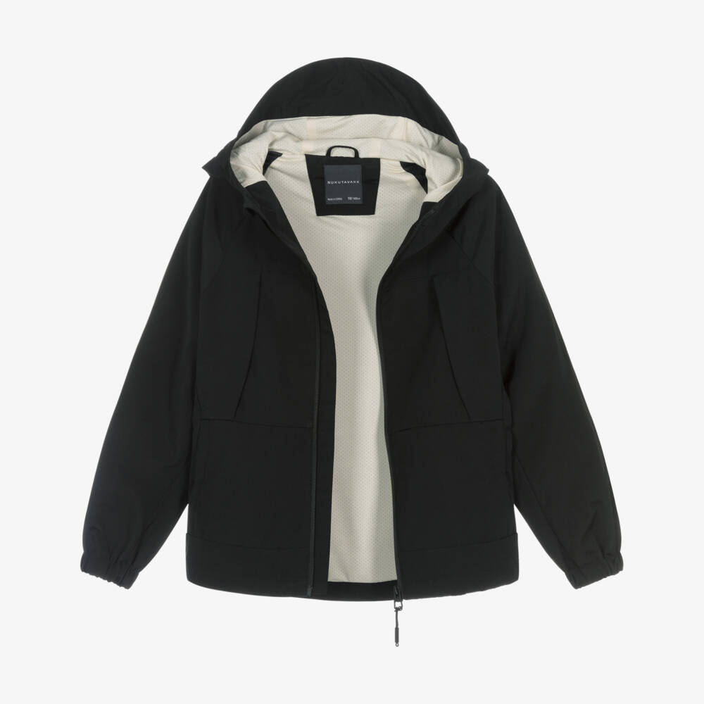 Mayoral Nukutavake-Boys Black Water Repellent Jacket with Drawstring Hem | Childrensalon