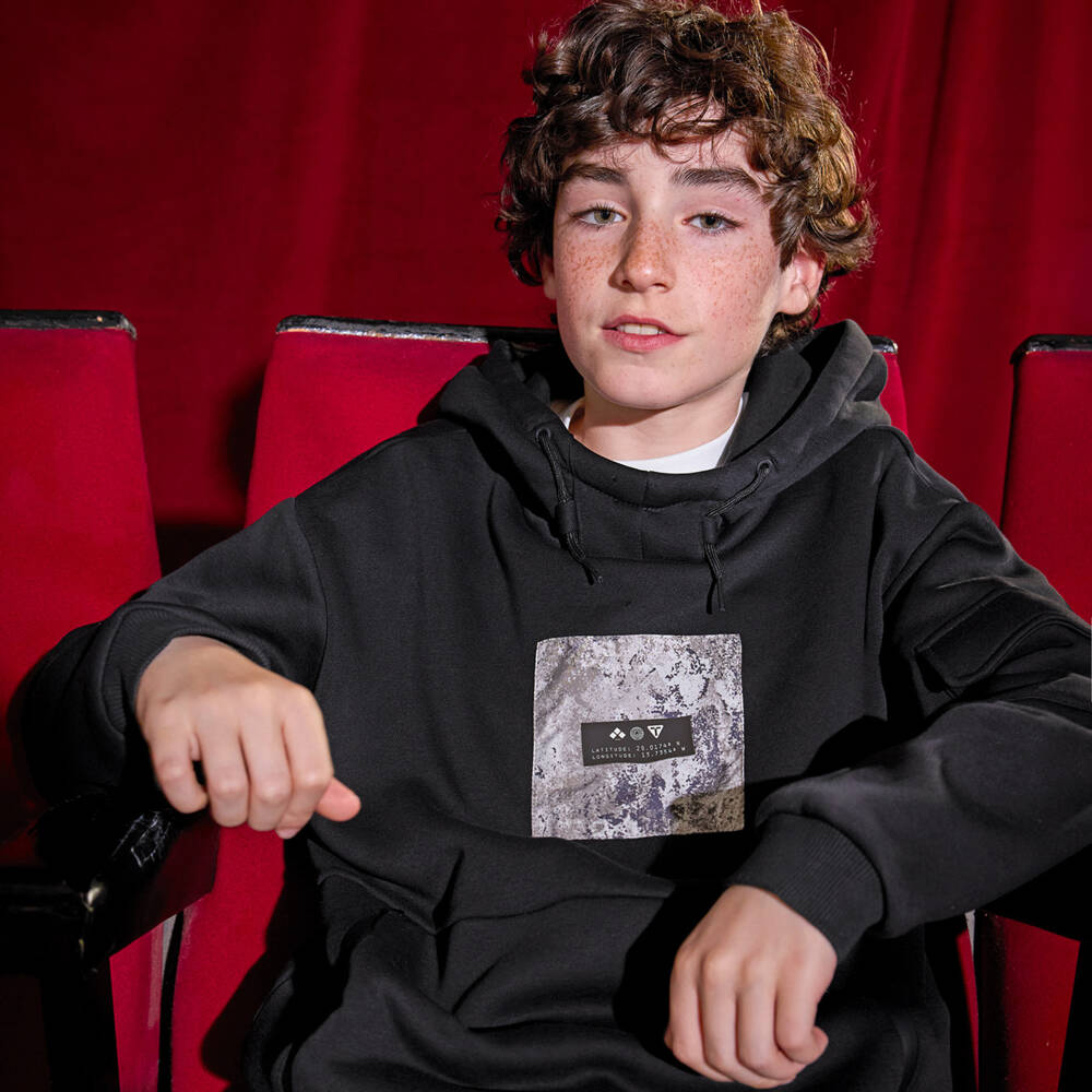 Mayoral Nukutavake-Boys Black Zipped Pocket Jersey Hoodie | Childrensalon