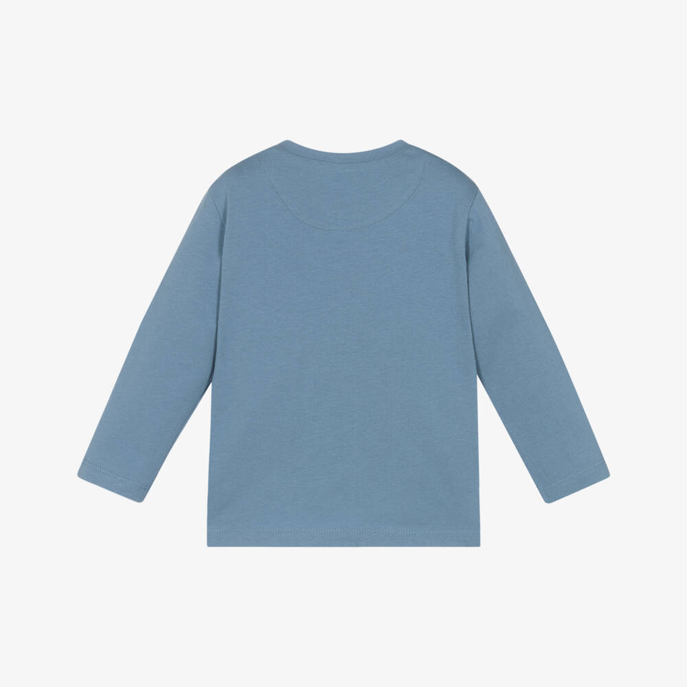 Mayoral-Boys Blue Basketball Bear Print Cotton Top | Childrensalon