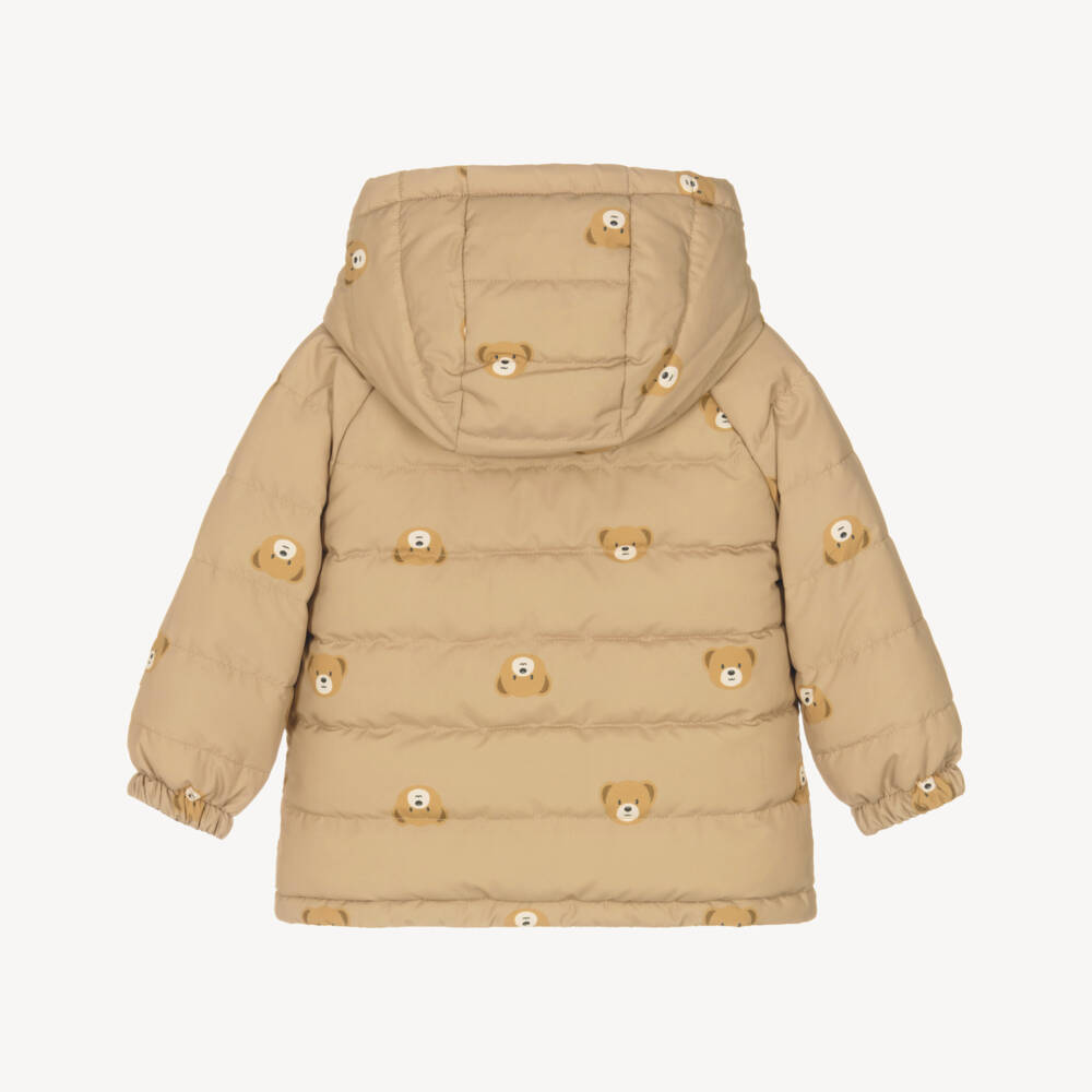 Mayoral-Boys Blue & Beige Reversible Hooded Jacket with Teddy Bears | Childrensalon