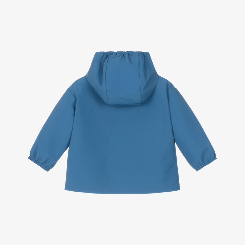 Mayoral-Boys Blue & Beige Reversible Waterproof Hooded Jacket | Childrensalon