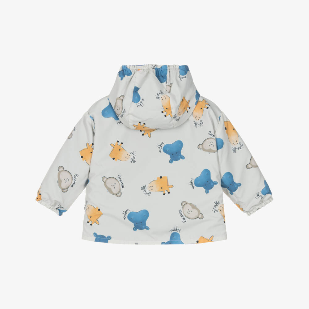 Mayoral-Boys Blue & Beige Reversible Waterproof Hooded Jacket | Childrensalon