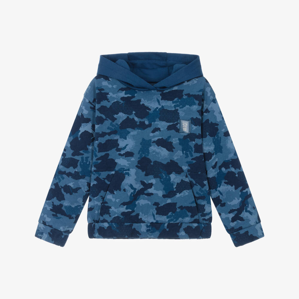 Mayoral-Boys Blue Camouflage Print Hoodie | Childrensalon