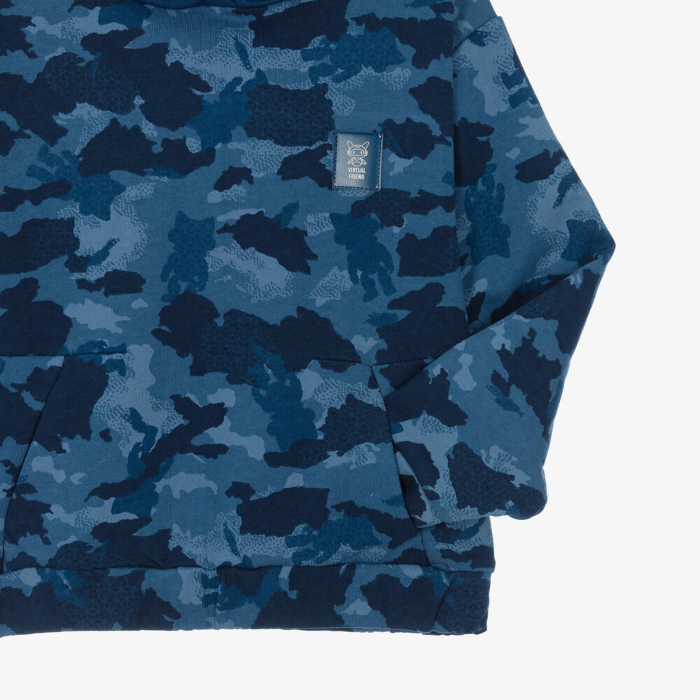 Mayoral-Boys Blue Camouflage Print Hoodie | Childrensalon