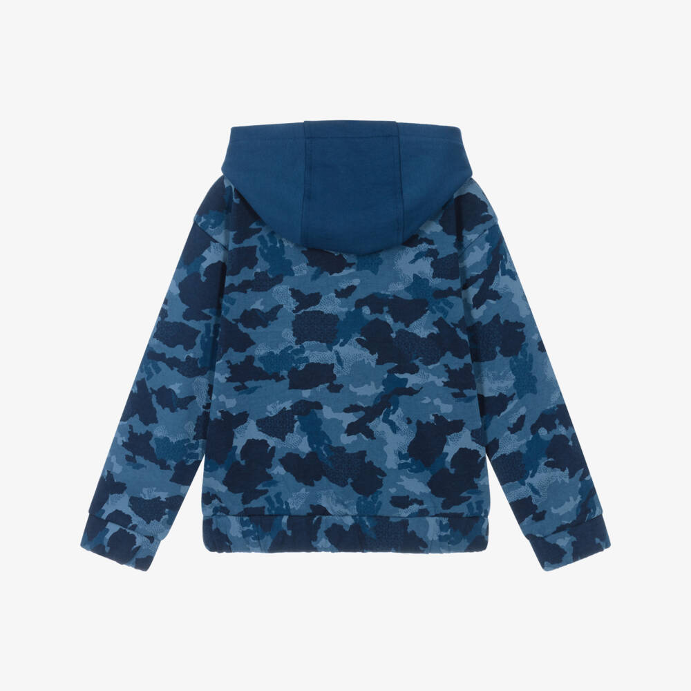 Mayoral-Boys Blue Camouflage Print Hoodie | Childrensalon