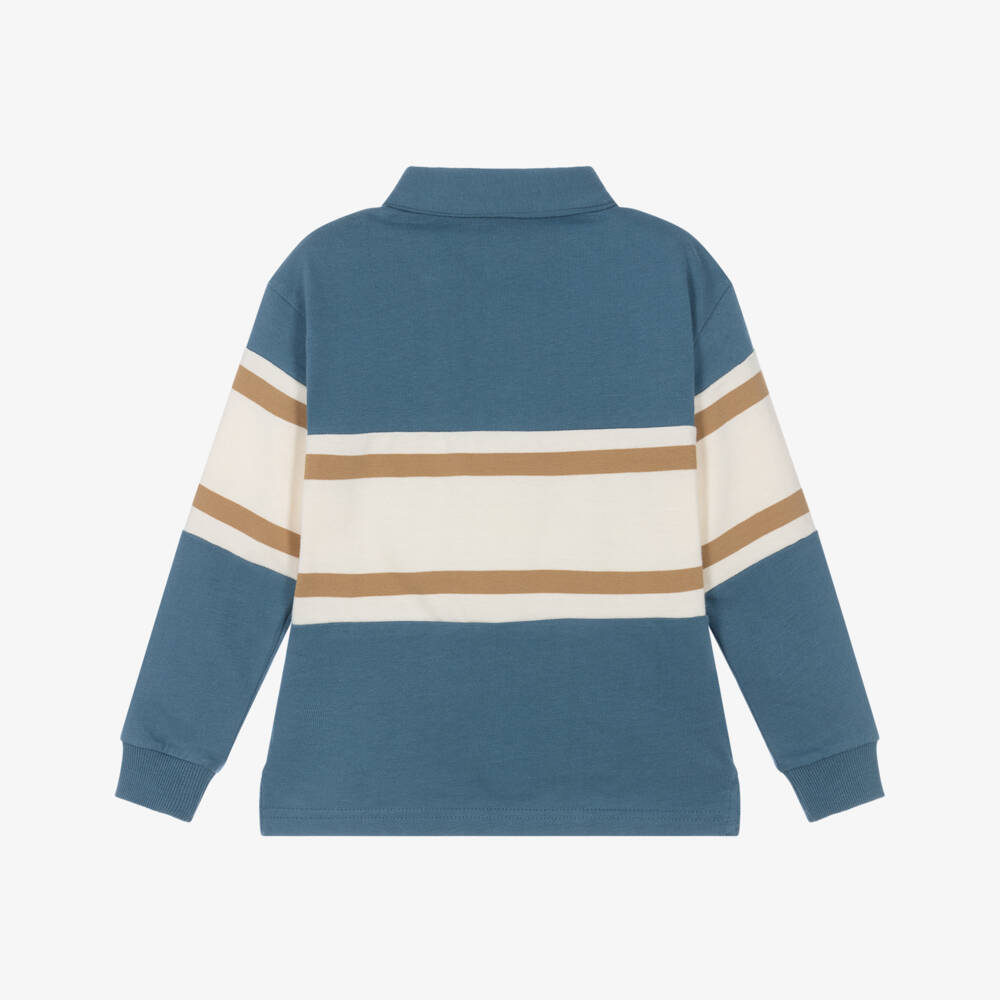 Mayoral-Boys Blue Colorblock Polo Shirt | Childrensalon