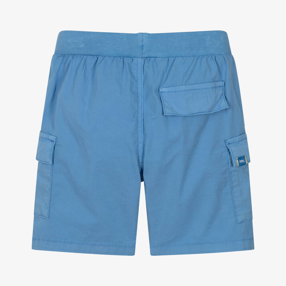 Mayoral-Boys Blue Cotton Cargo Drawstring Shorts | Childrensalon