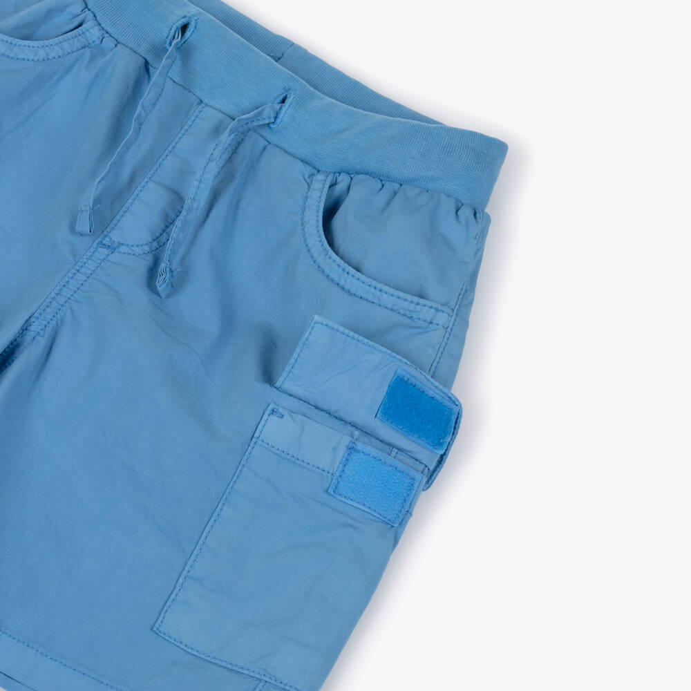 Mayoral-Boys Blue Cotton Cargo Drawstring Shorts | Childrensalon