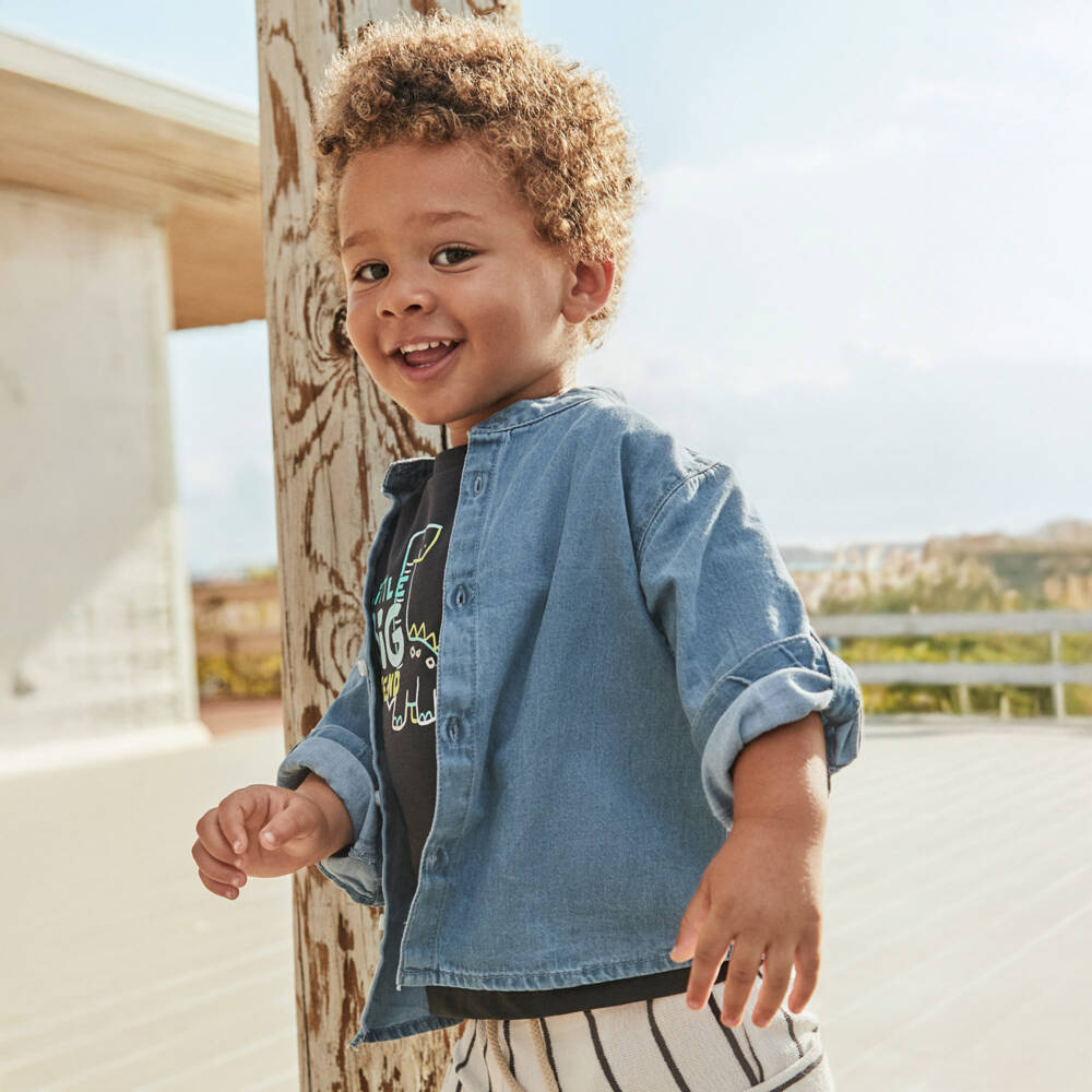 Mayoral Toddler Boy Blue Short Sleeve Shirt