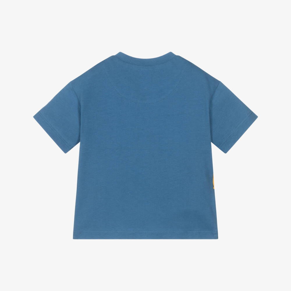 Mayoral-Boys Blue Cotton Giraffe T-Shirt with Lenticular Sunglasses | Childrensalon