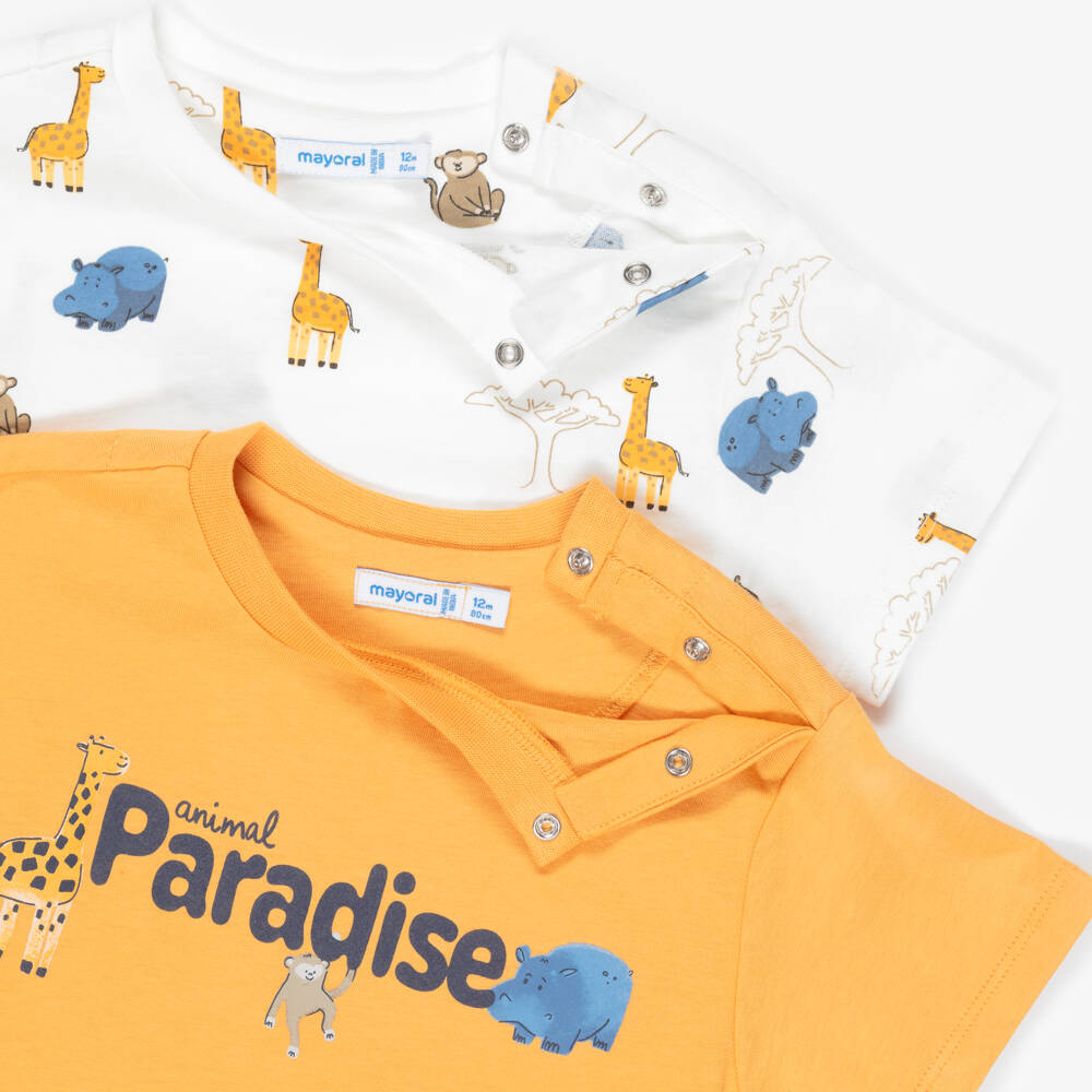 Mayoral-Boys Blue Cotton Jersey Shorts Set with Animals Print | Childrensalon