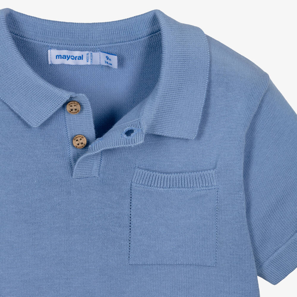 Mayoral-Рубашка поло из синего хлопка для мальчиков | Childrensalon