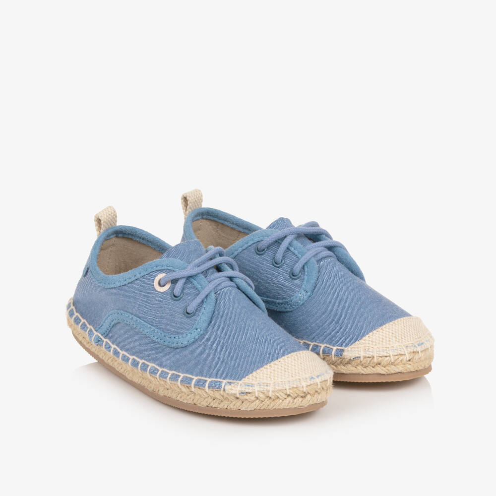 Mayoral-Boys Blue Cotton Lace Up Espadrilles | Childrensalon