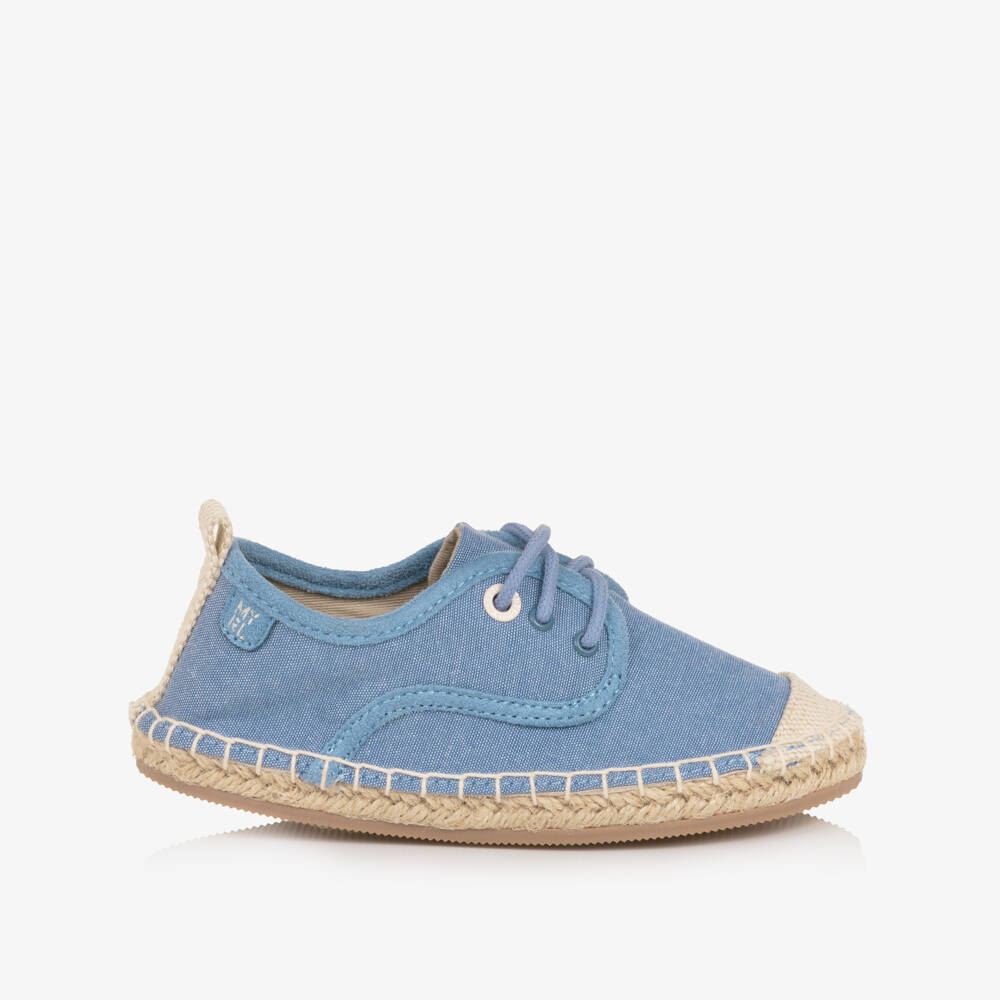 Mayoral-Boys Blue Cotton Lace Up Espadrilles | Childrensalon