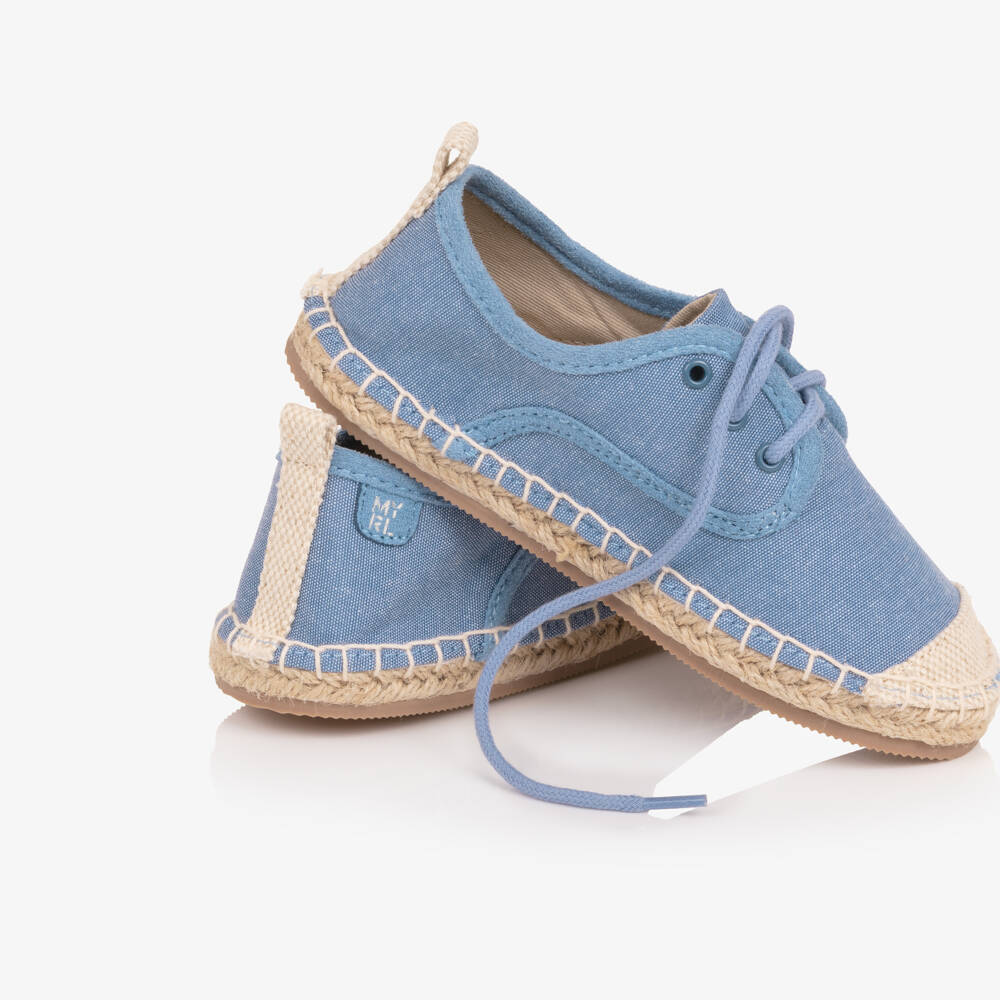 Mayoral-Boys Blue Cotton Lace Up Espadrilles | Childrensalon