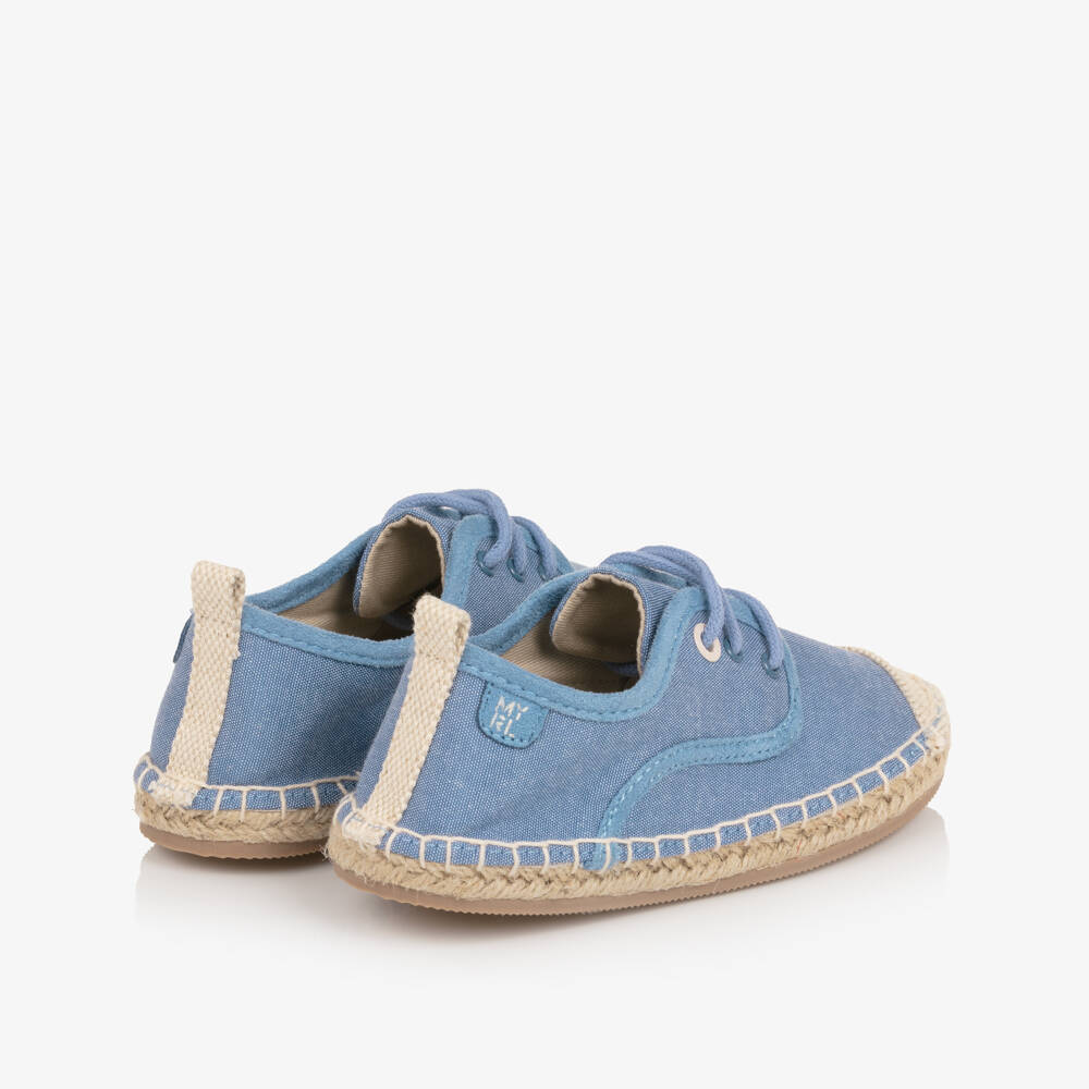 Mayoral-Boys Blue Cotton Lace Up Espadrilles | Childrensalon