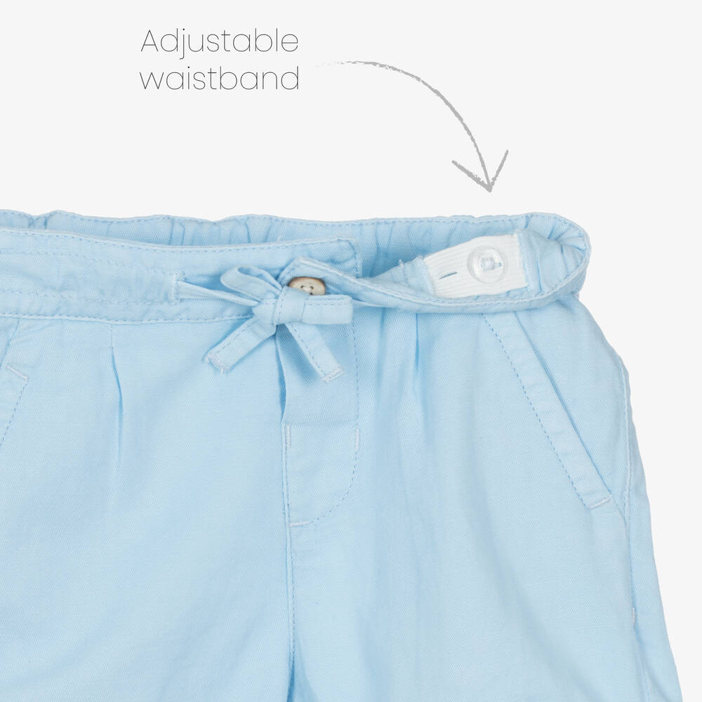 Mayoral-Boys Blue Cotton & Linen Shorts | Childrensalon