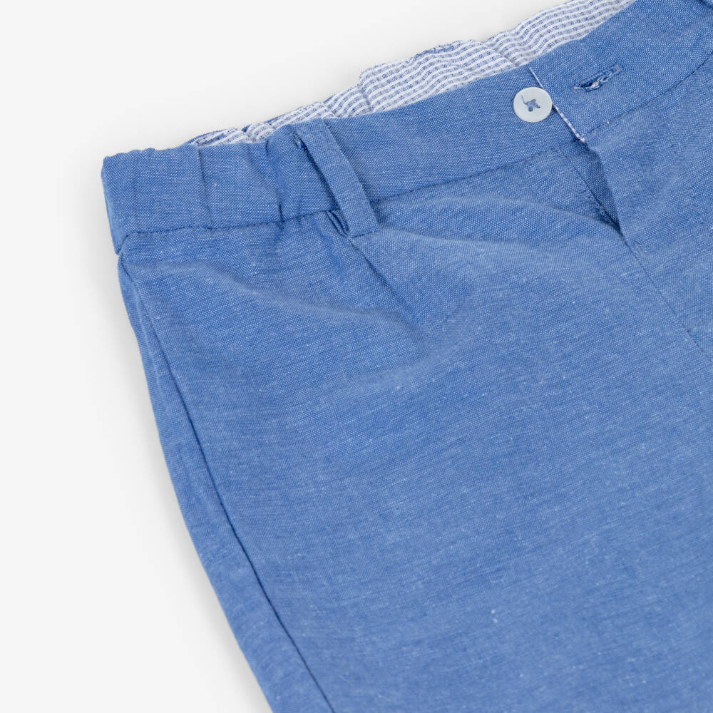 Mayoral-Boys Blue Cotton & Linen Shorts | Childrensalon