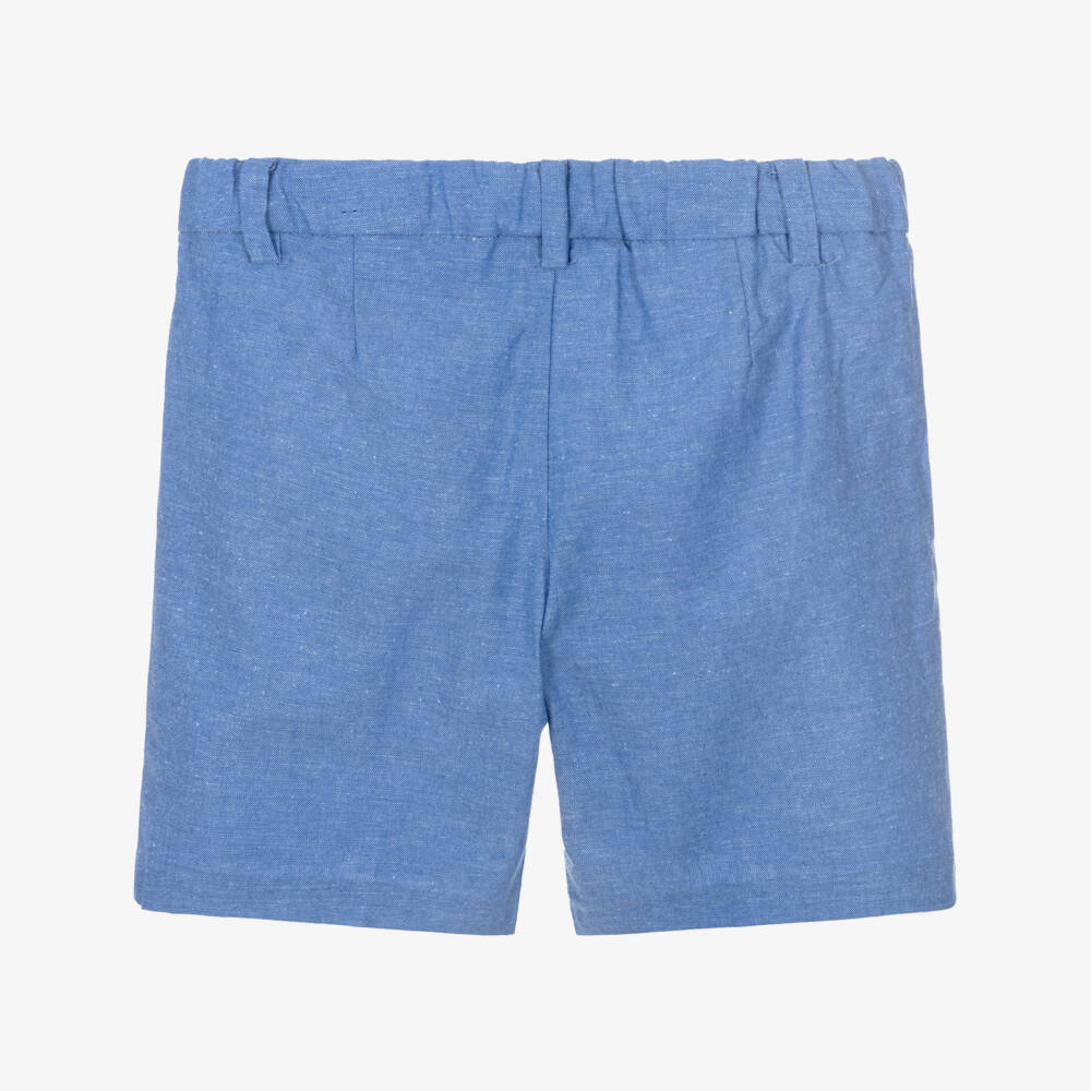Mayoral-Boys Blue Cotton & Linen Shorts | Childrensalon