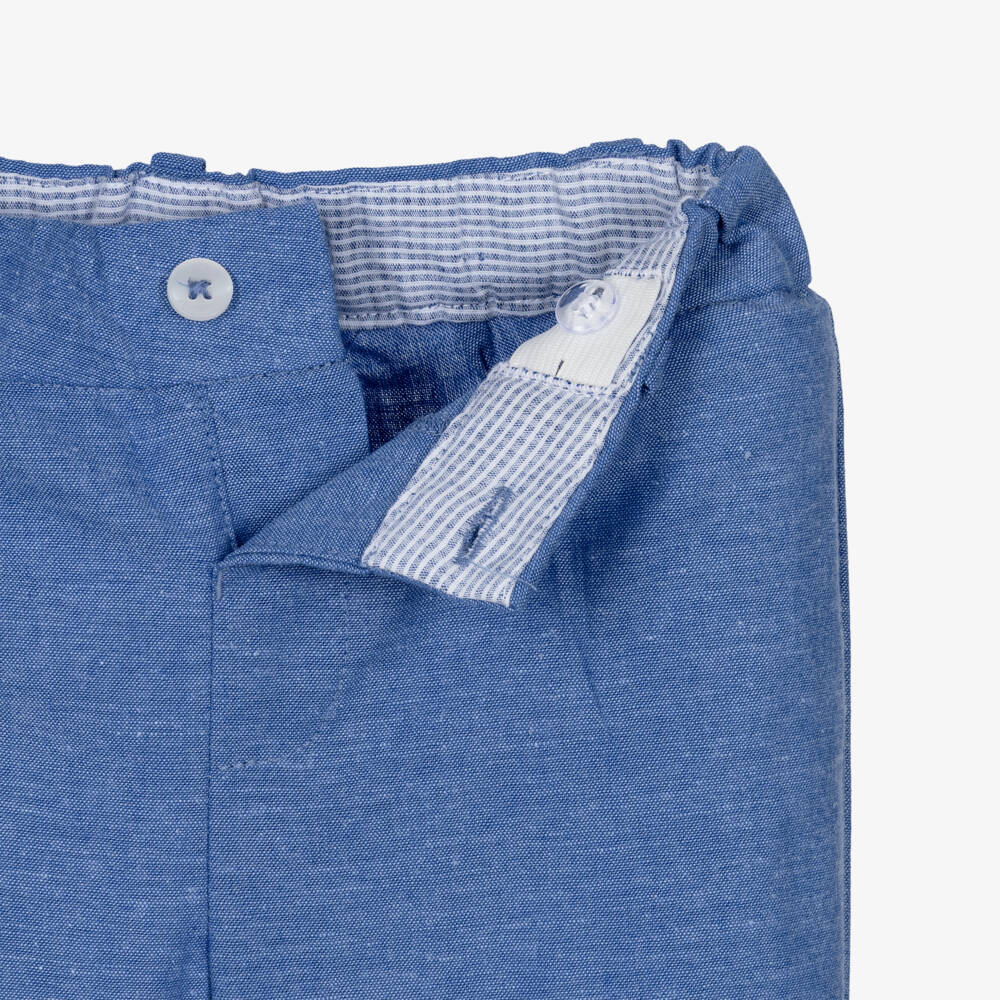 Mayoral-بنطلون مزيج قطن وكتان لون أزرق للأولاد | Childrensalon
