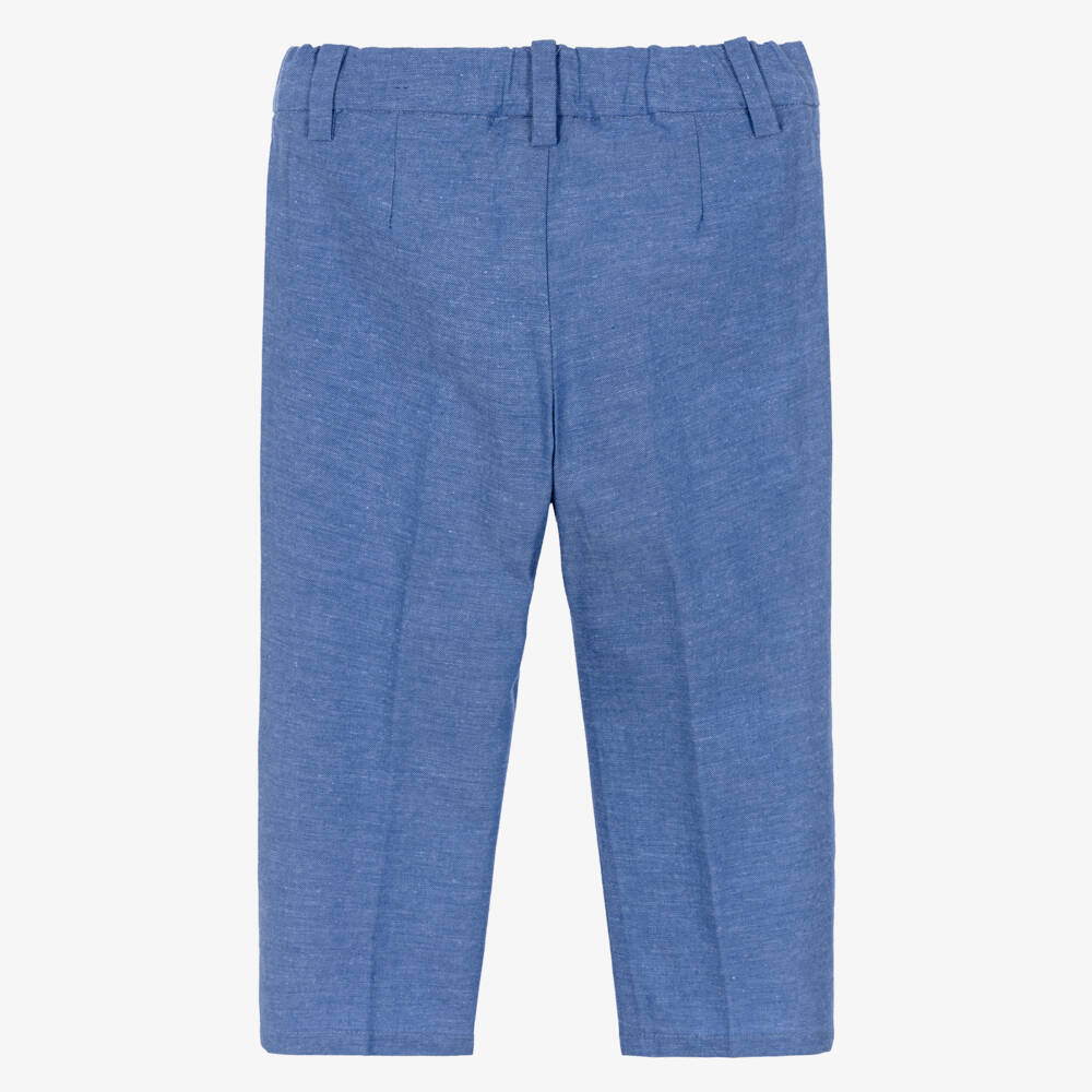 Mayoral-بنطلون مزيج قطن وكتان لون أزرق للأولاد | Childrensalon