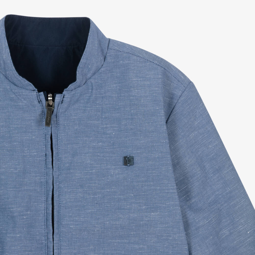Mayoral-Boys Blue Cotton Reversible Jacket | Childrensalon