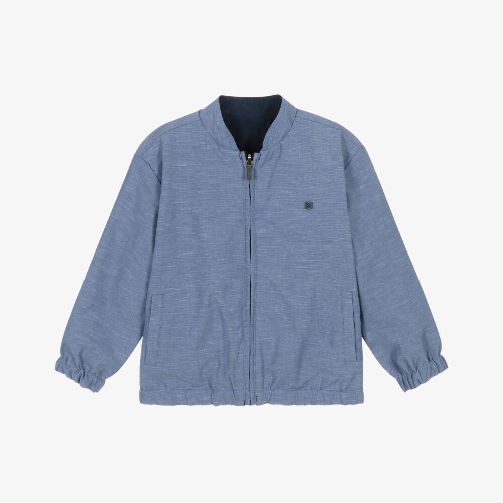 Mayoral-Boys Blue Cotton Reversible Jacket | Childrensalon