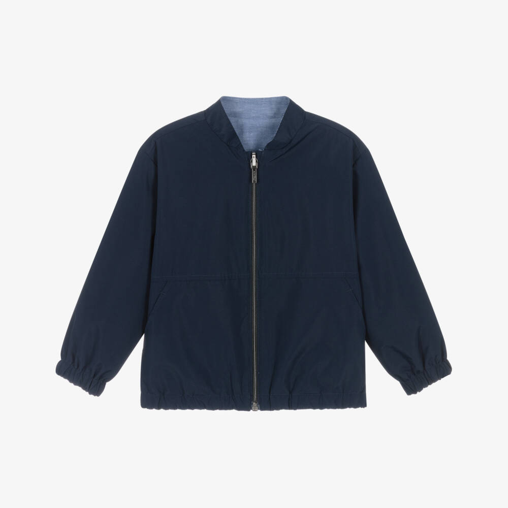 Mayoral-Boys Blue Cotton Reversible Jacket | Childrensalon