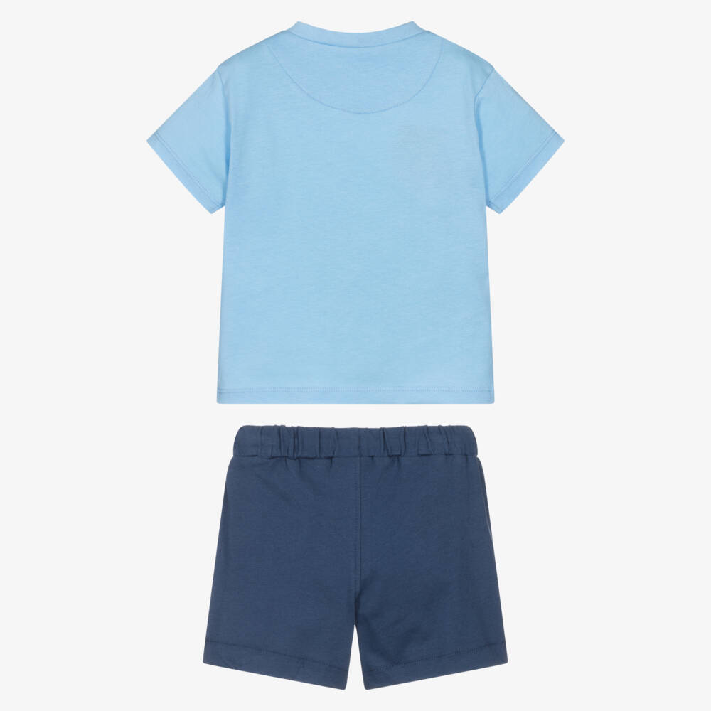 Mayoral-Boys Blue Cotton Shorts Set with Surf Boarding Shark | Childrensalon