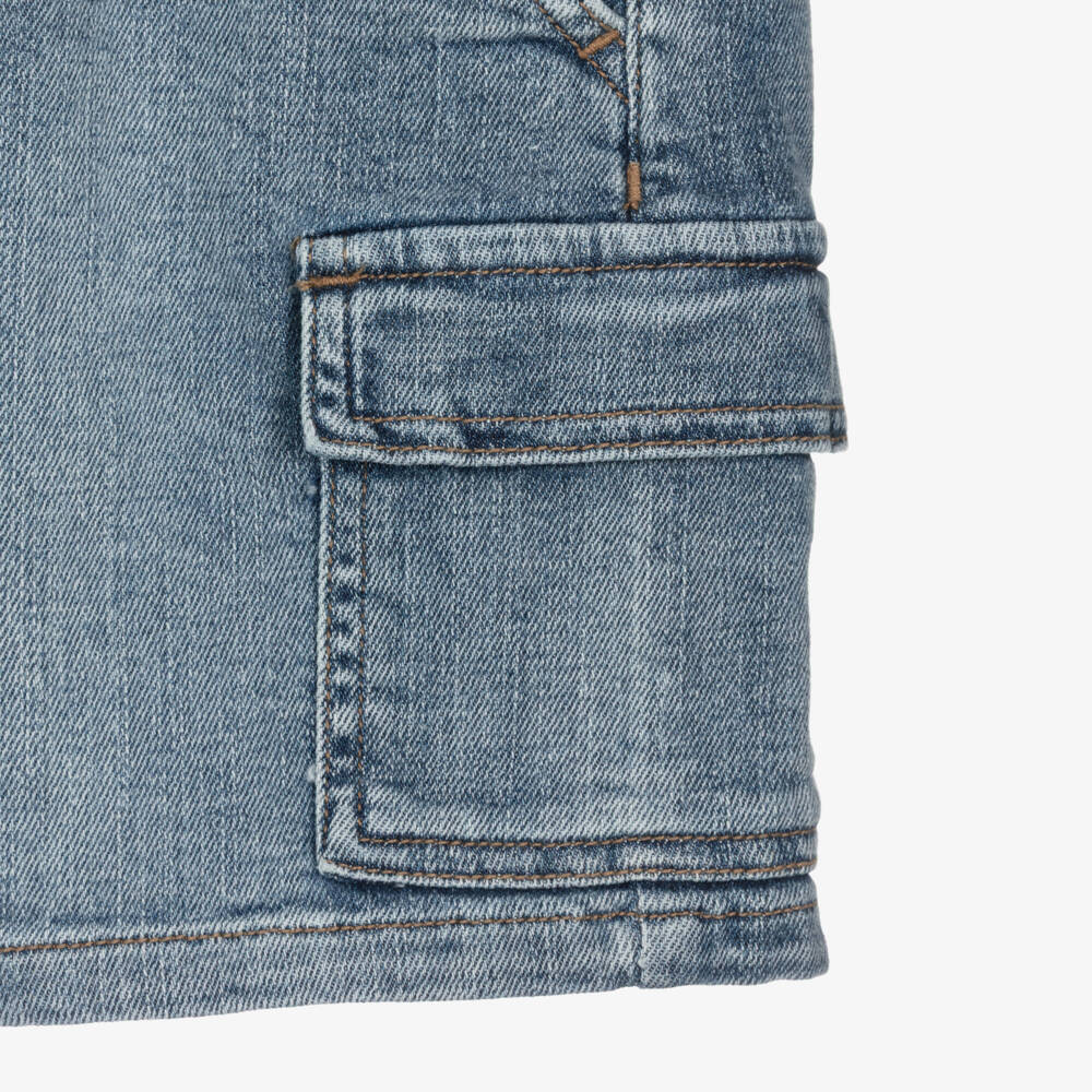 Mayoral-Boys Blue Denim Cargo Shorts | Childrensalon