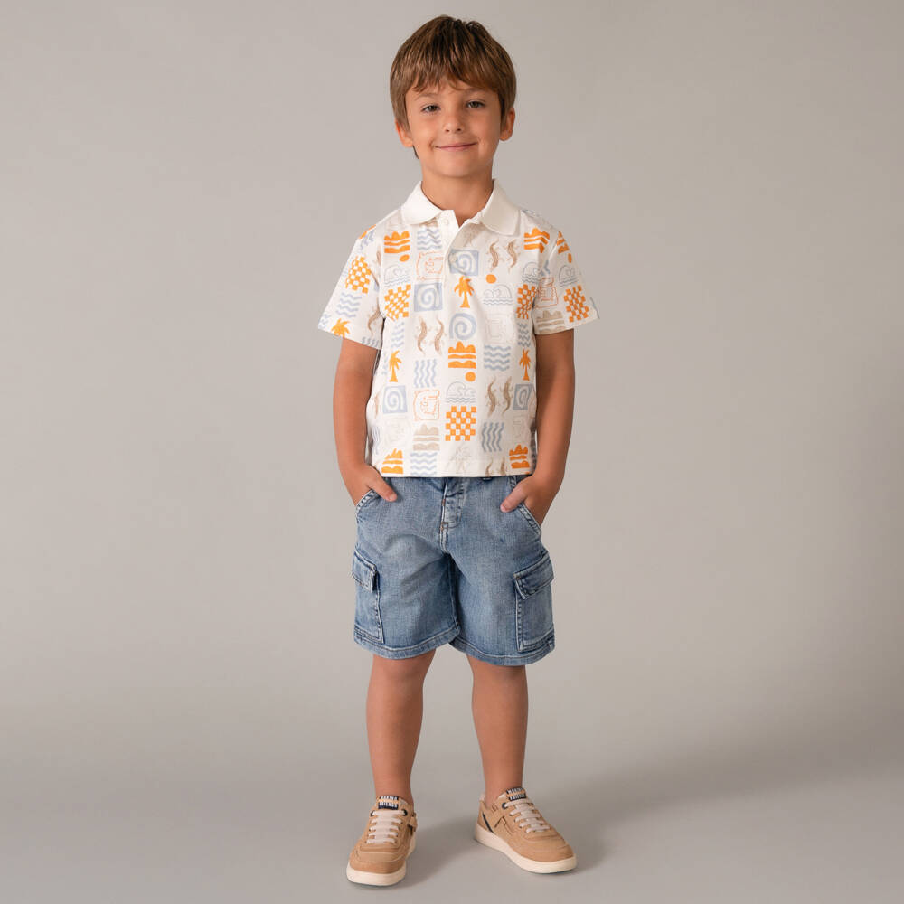 Mayoral-Boys Blue Denim Cargo Shorts | Childrensalon