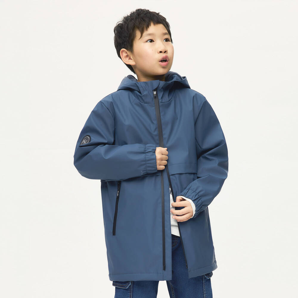 Mayoral-Boys Blue Fleece-Lined Raincoat | Childrensalon