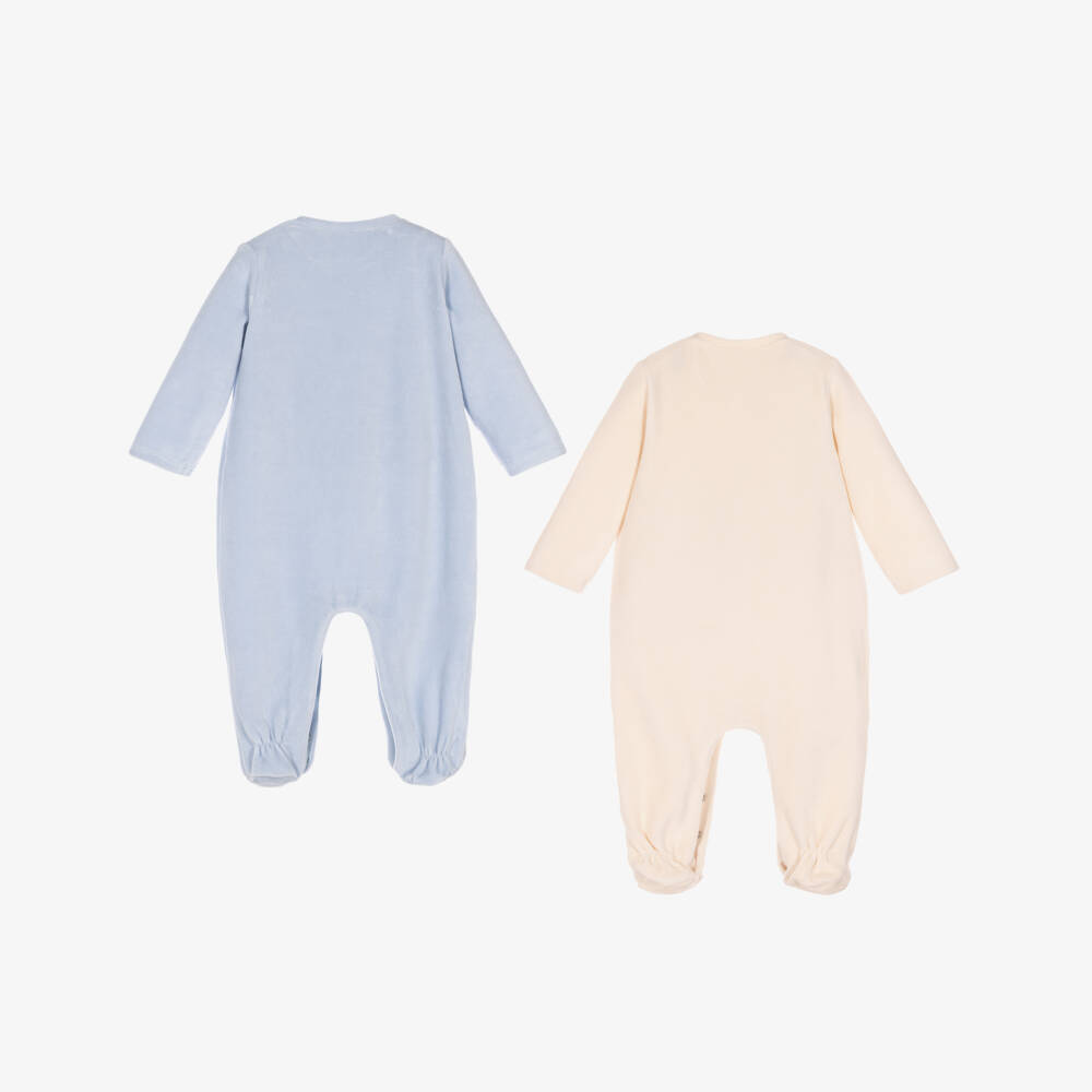 Mayoral Newborn-Boys Blue & Ivory Nursery Toy Babygrows (2 Pack) | Childrensalon