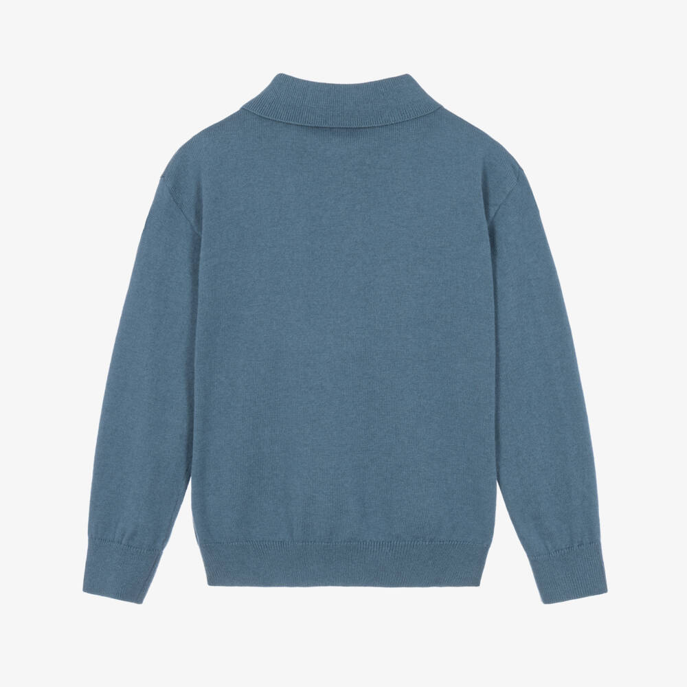 Mayoral-Boys Blue Knit Polo-Style Sweater | Childrensalon