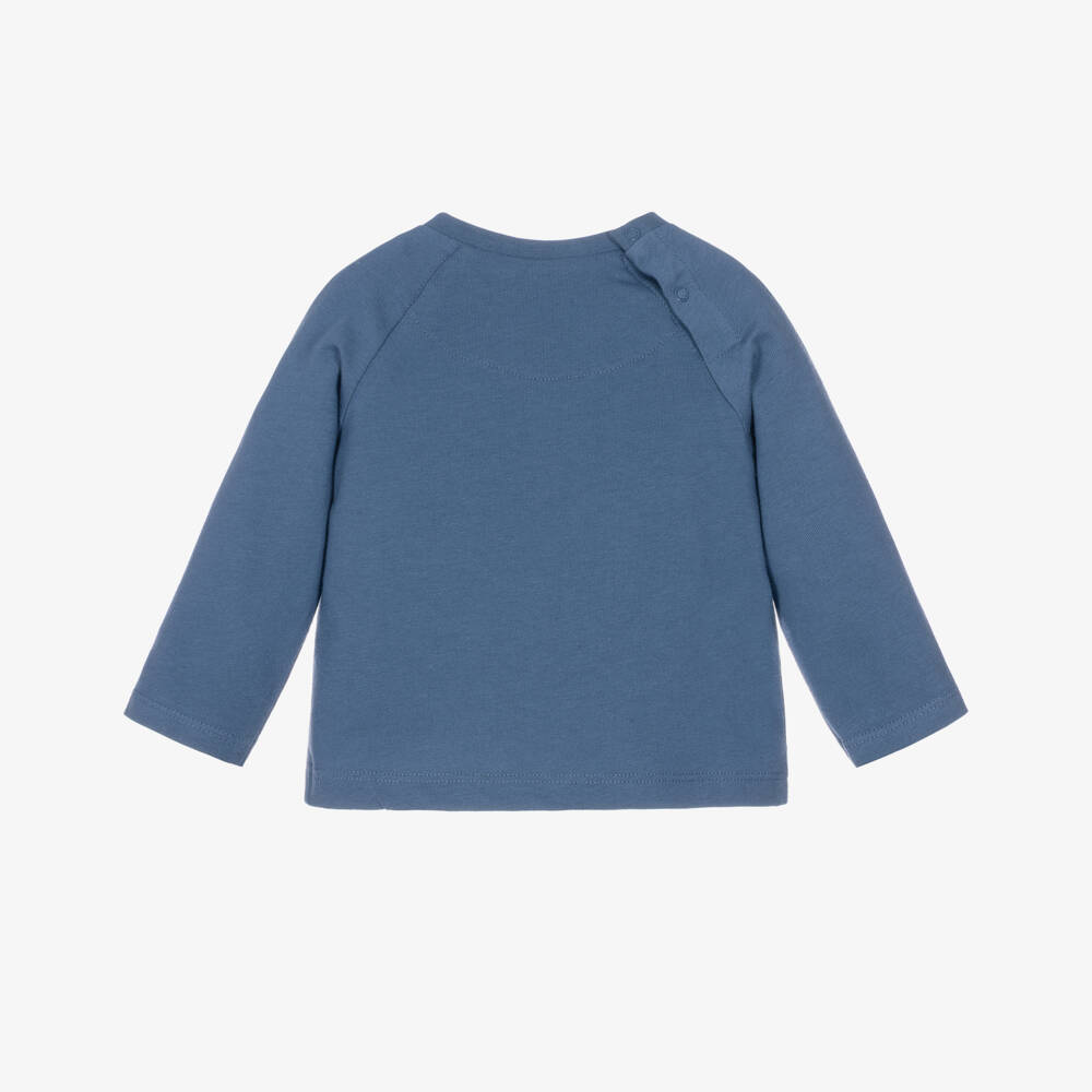 Mayoral-Boys Blue Long-Sleeved Top with Racing Car Print | Childrensalon