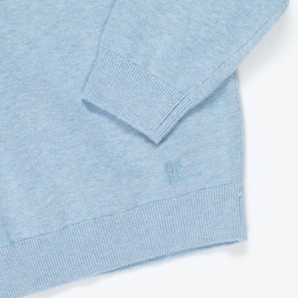 Mayoral-Boys Blue Marl Cotton Knit Sweater | Childrensalon