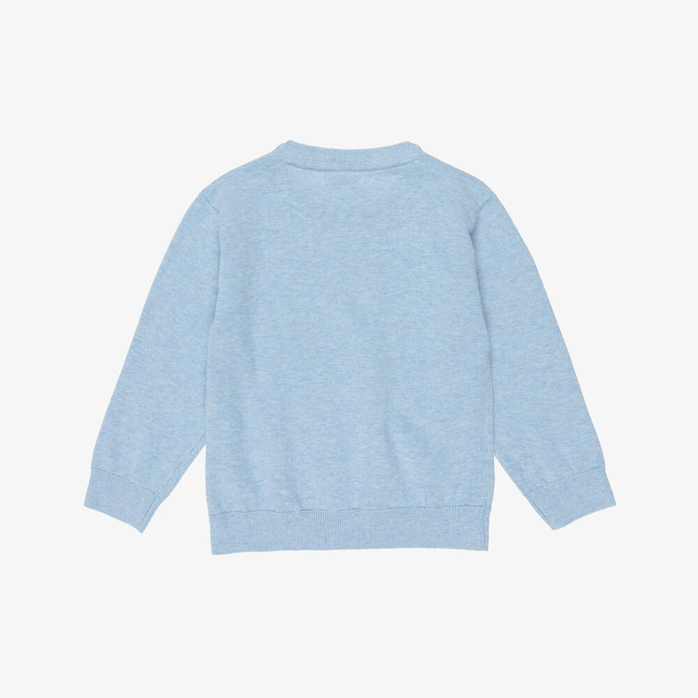 Mayoral-Boys Blue Marl Cotton Knit Sweater | Childrensalon