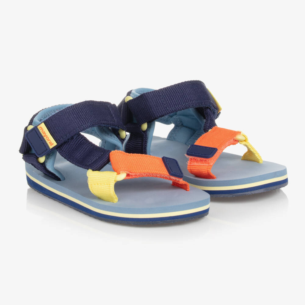 Mayoral Boys Blue Orange Strap Sandals Childrensalon