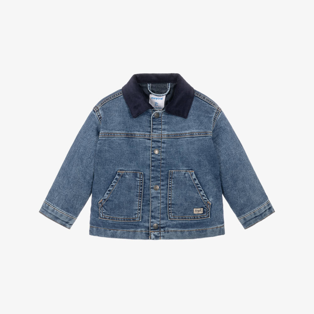 Mayoral-Boys Blue Padded Denim Jacket | Childrensalon