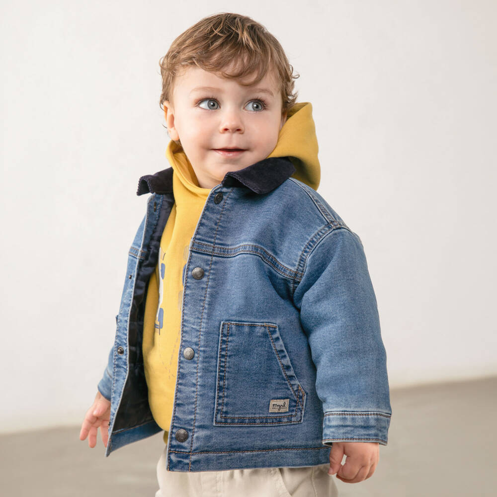 Mayoral-Boys Blue Padded Denim Jacket | Childrensalon