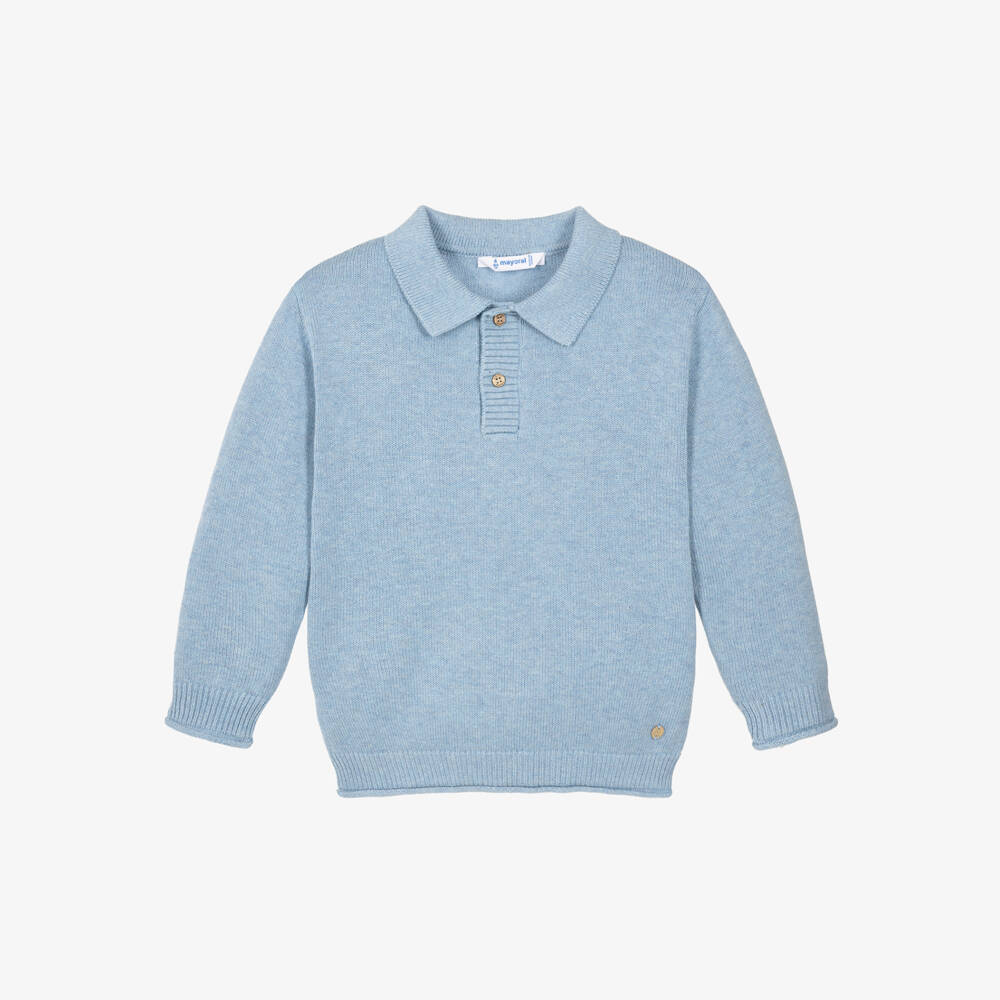 Mayoral-Boys Blue Polo-Style Knitted Sweater | Childrensalon